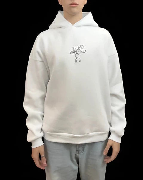 “QUESTIONS” hoodie - BIANCO